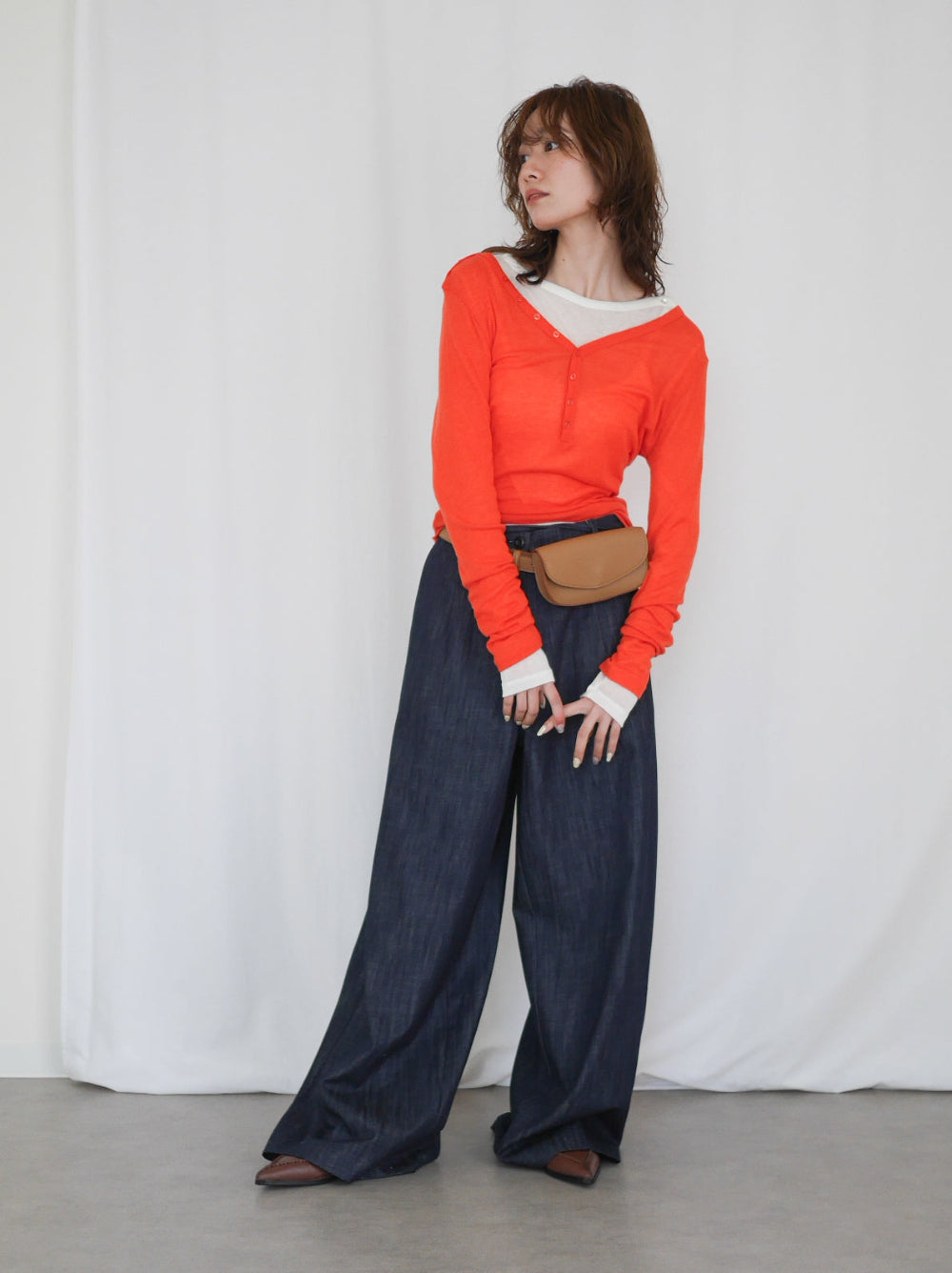Wide straight indigo パンツ