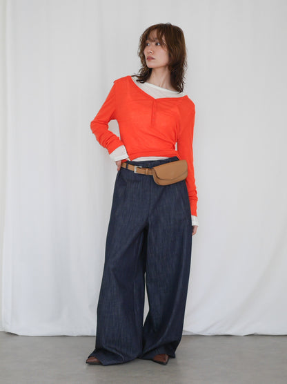 Sheer V neck 2way カットソー