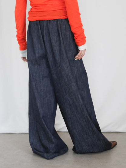Wide straight indigo パンツ