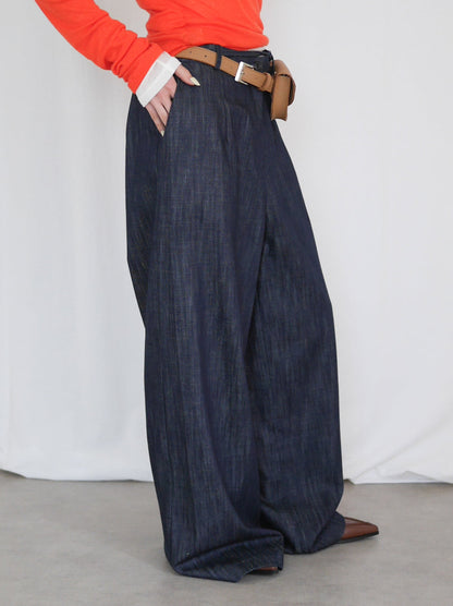Wide straight indigo パンツ