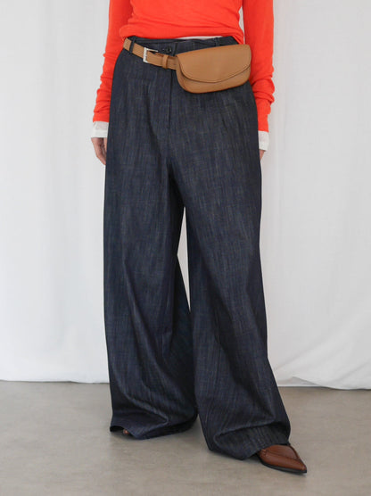 Wide straight indigo パンツ