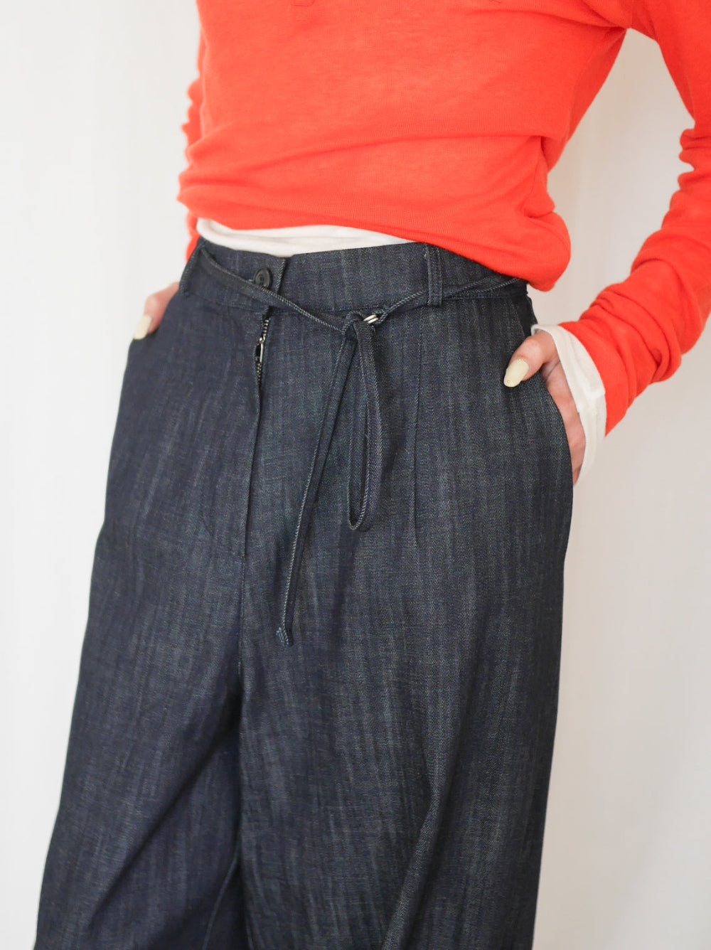 Wide straight indigo パンツ