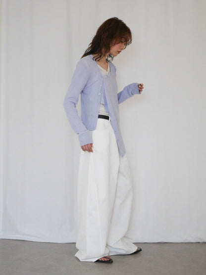 Asymmetric button-down リブカーディガン