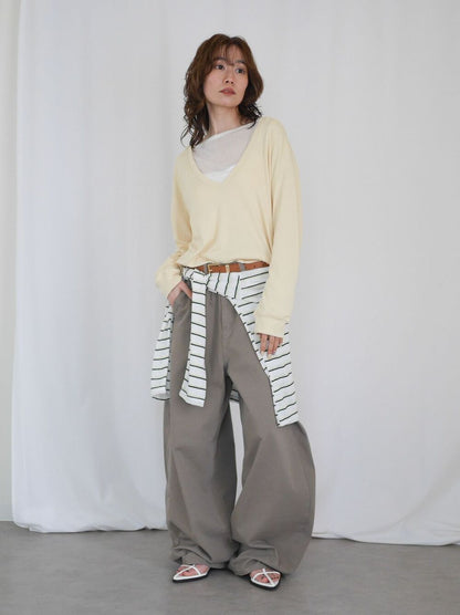Sheer V neck 2way カットソー