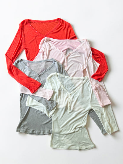 Sheer V neck 2way カットソー