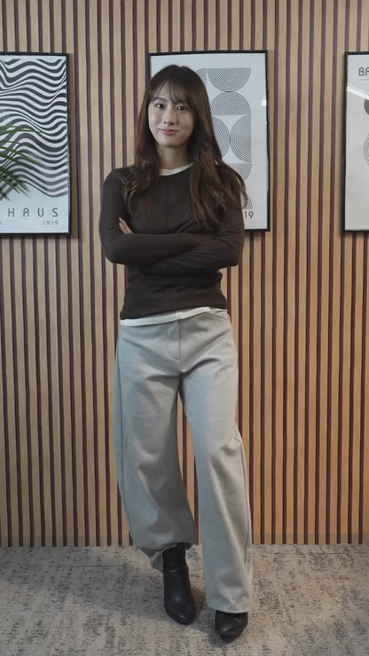 Wool blend crew neck シアートップス